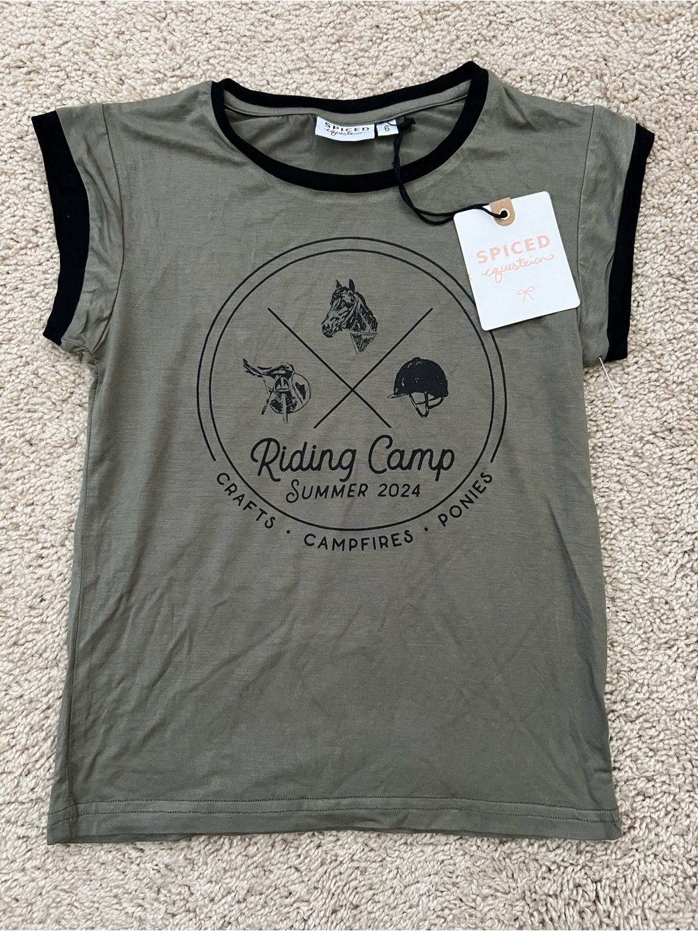 Equestrian Horseback Riding Summer Camp Modal T-shirt Kids Size 6 NWT